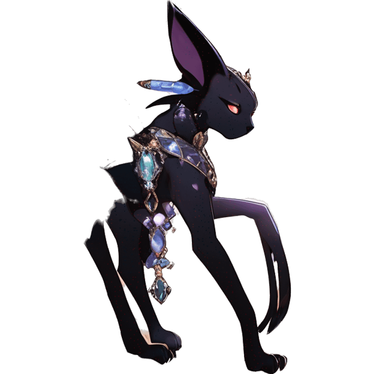 cool punk kawaii anime edgy distinguished ethereal elegant beautiful fantasy black ethereal fantasy nargacuga-Noivern-sphynx-Quiana-Fakemon collar harness moon gem jewels full body emoji