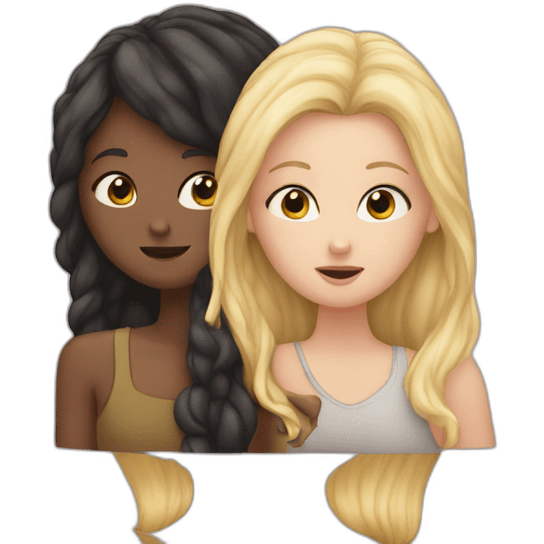 one white girl whispers in the ear of another white girl emoji