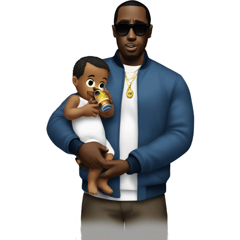 P. diddy holding a bottle baby  emoji