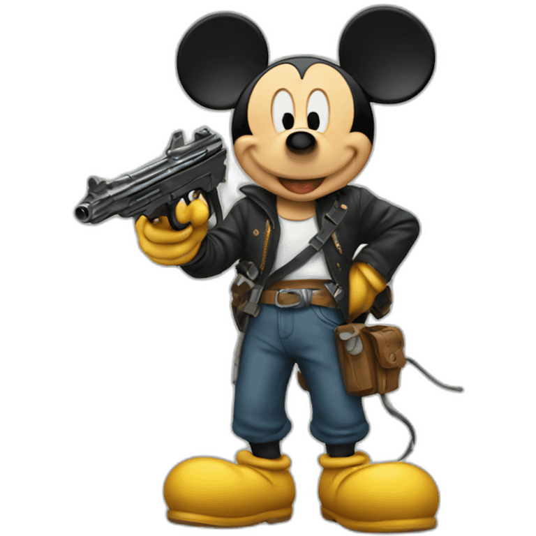 Mickey with a gun emoji