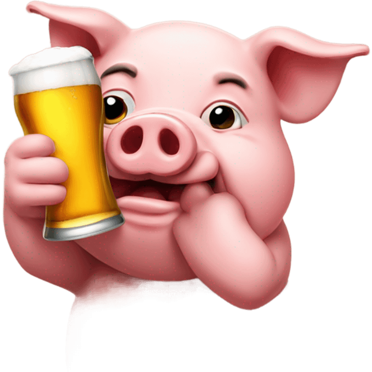 Drunk pig with beer emoji