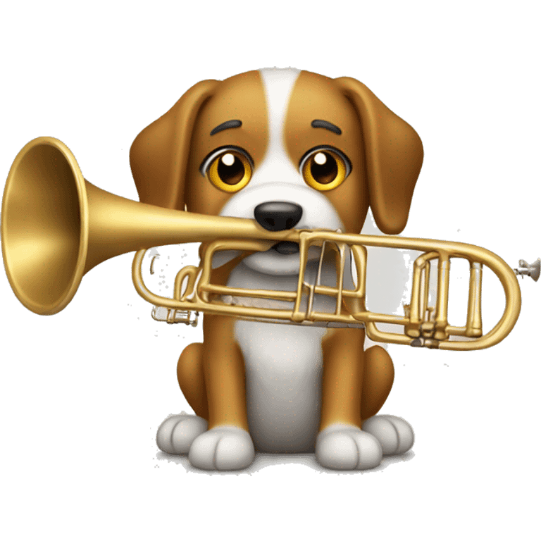 Furry dog with trombone emoji