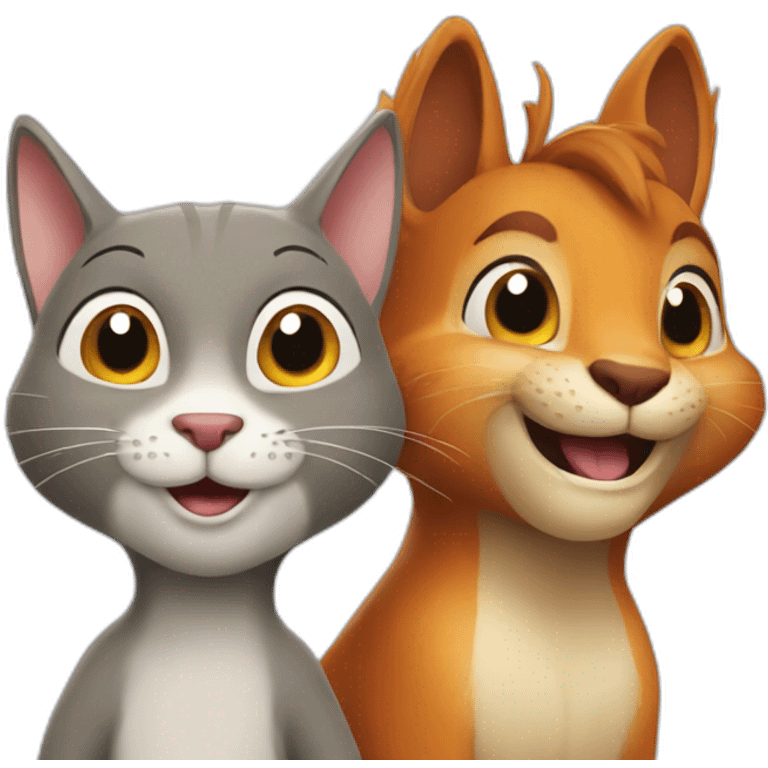 a cheerful cat and a happy squirrel emoji