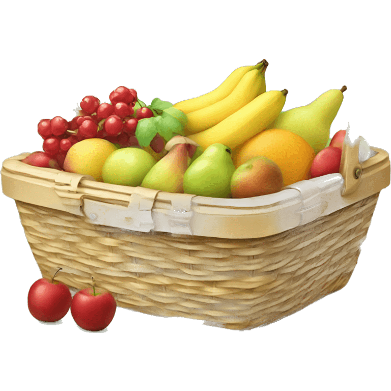 Picnic basket with fruit emoji