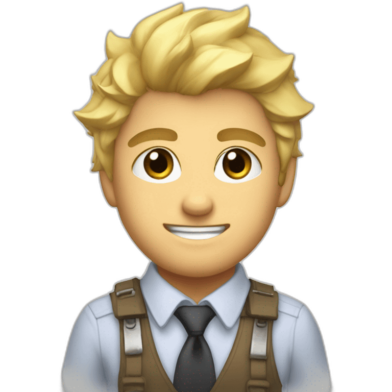 Denji with his blond hair, brown eyes and a shirt with a tie from chainsawman emoji