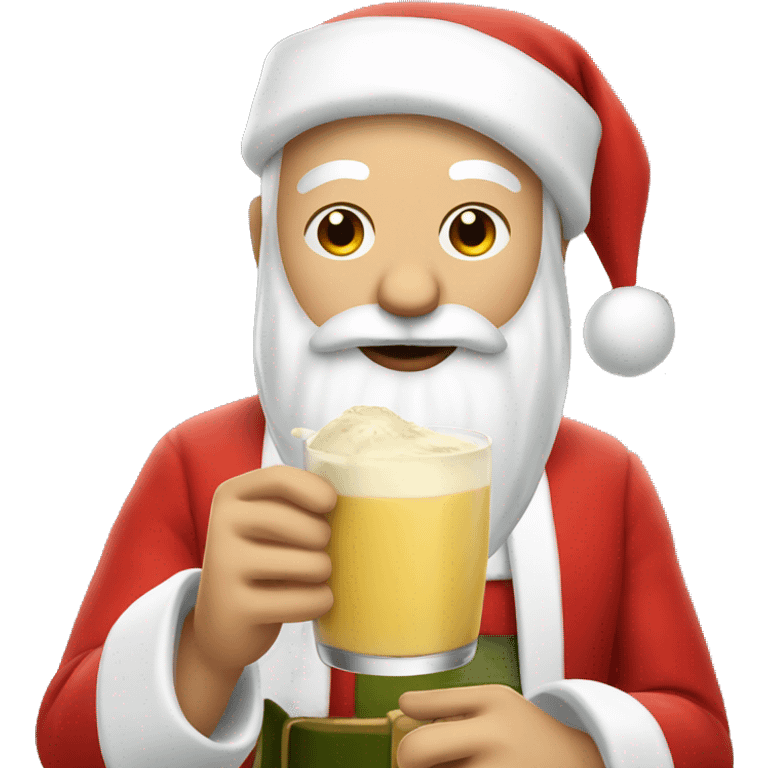 Santa getting drunk on eggnog emoji