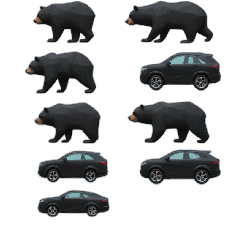 Lowpoly black bear with car emoji