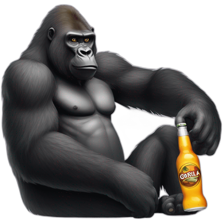 a gorilla sponsored by carambar holding a beer and a vodka bottle emoji