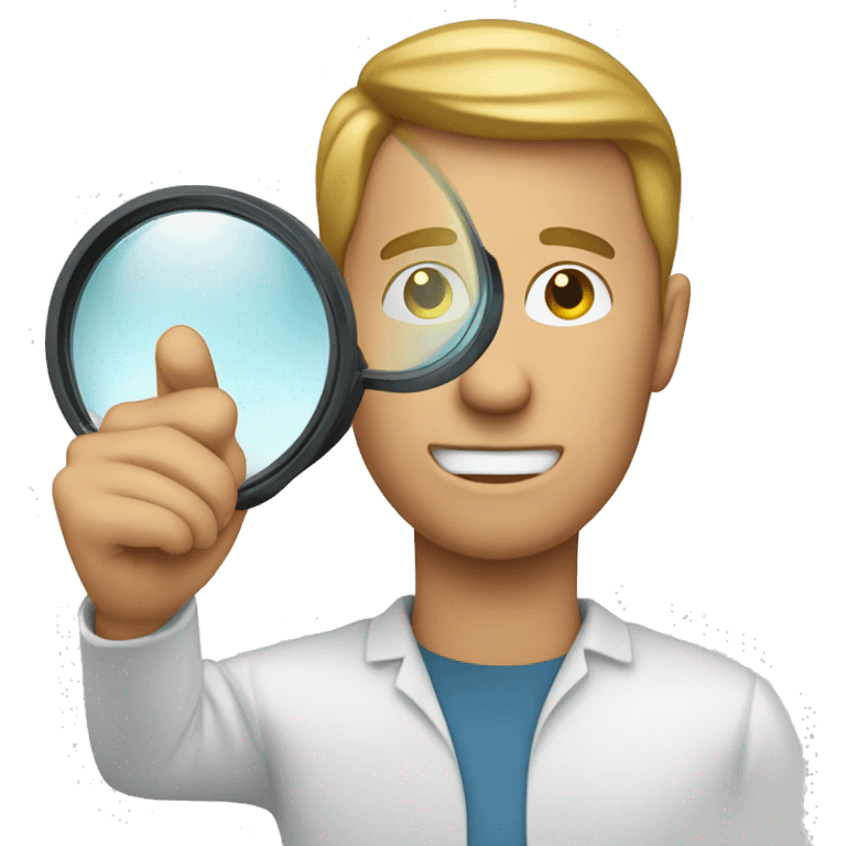 white man with 
magnifying glass in hand emoji