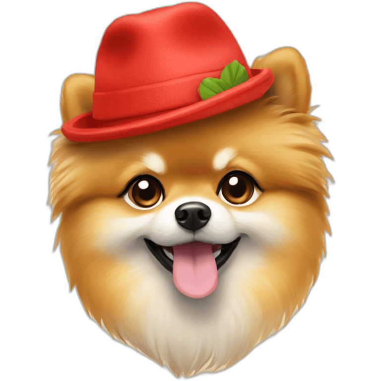 Pomeranian con gorrito emoji