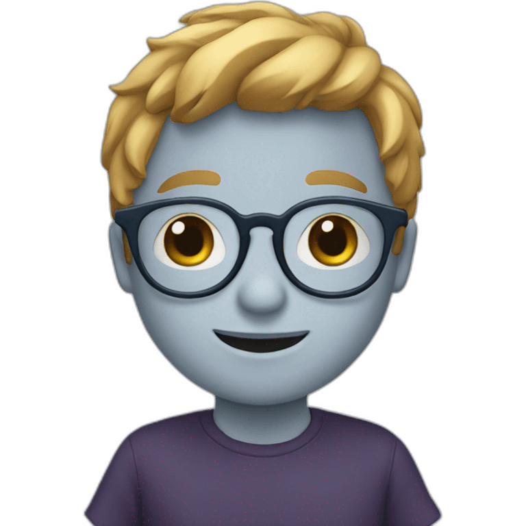 a boy with glasses on his face and a wrist loop  emoji