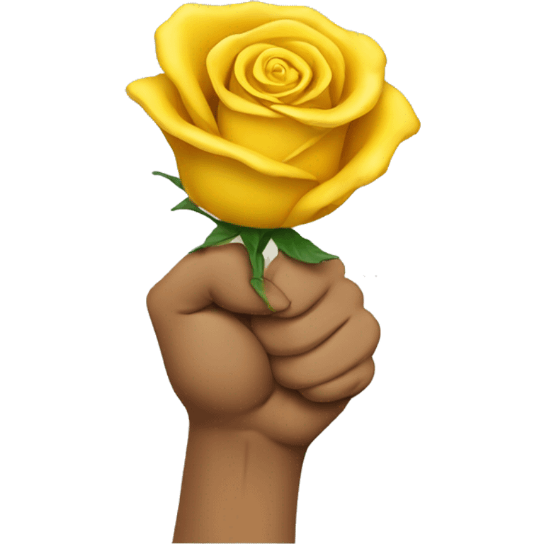 yellow Fist pointing forward holding a rose emoji