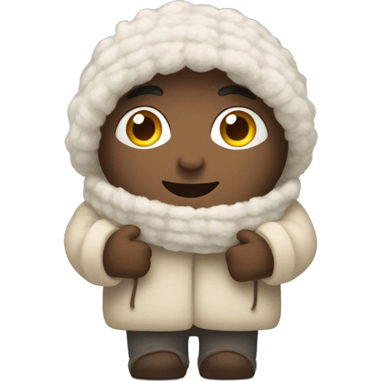 Warm Hug Emoji – A cozy, open-armed character with a fluffy scarf, conveying a hug that feels like being wrapped in a blanket. emoji