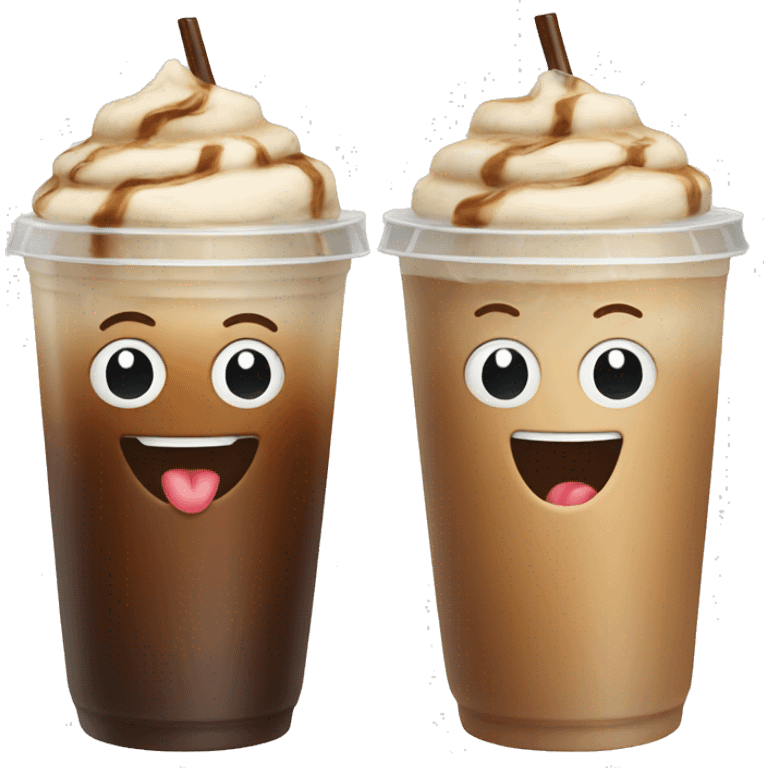 Two iced coffees cheering  emoji