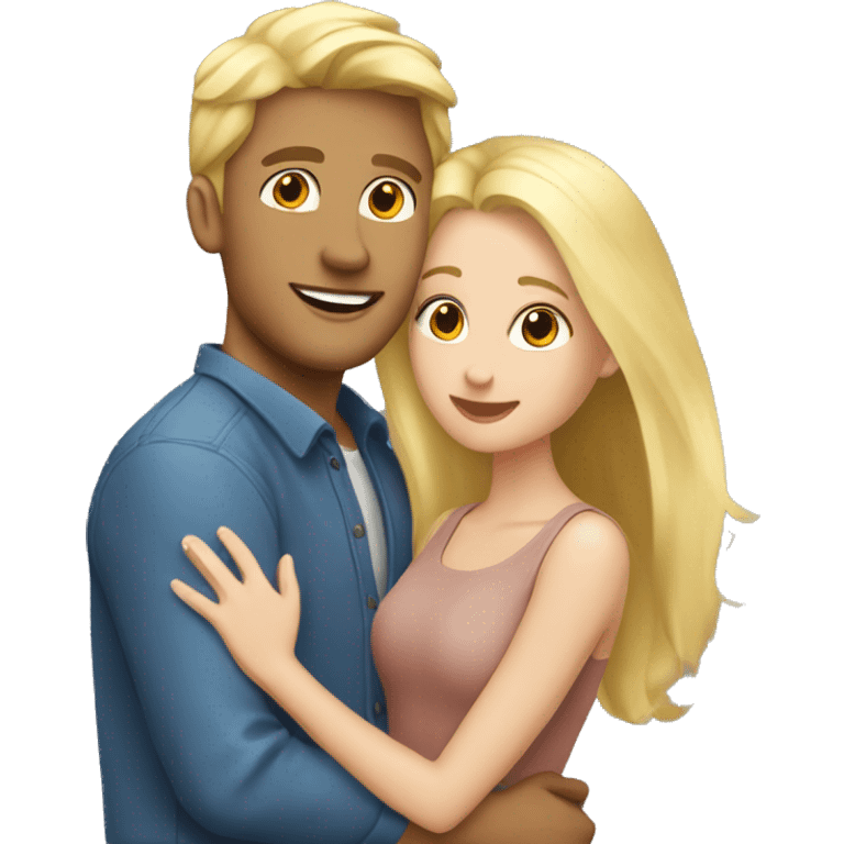 A blonde girl falling in love with a magnificent guy  emoji