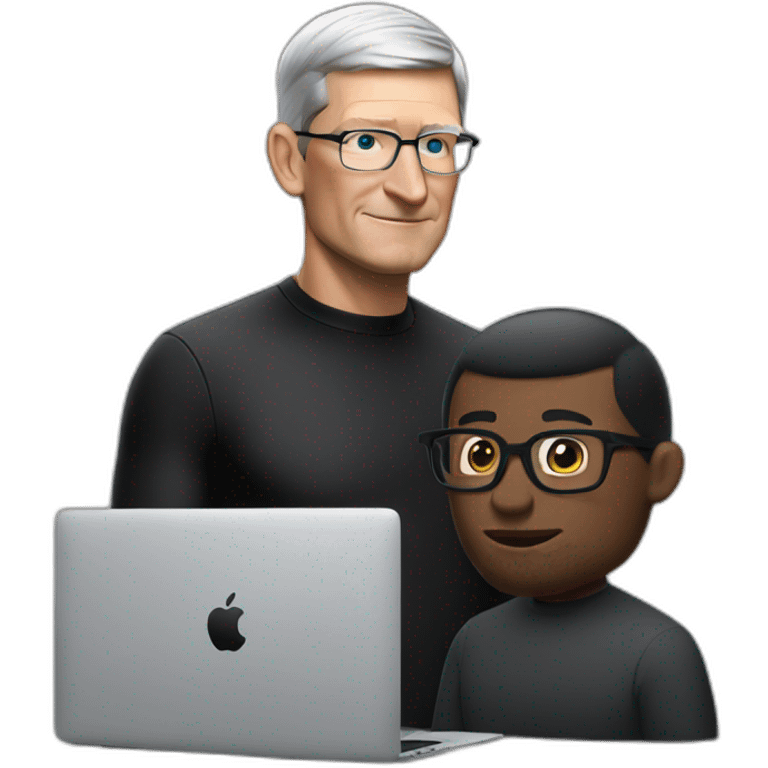 tim cook with a black macbook pro emoji