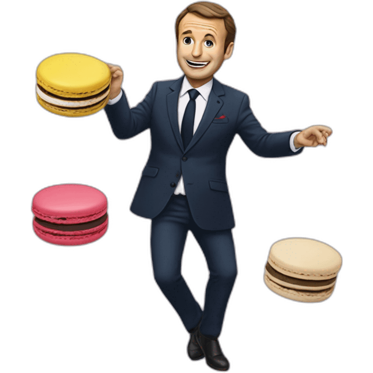 macron qui danse avec un macaron emoji