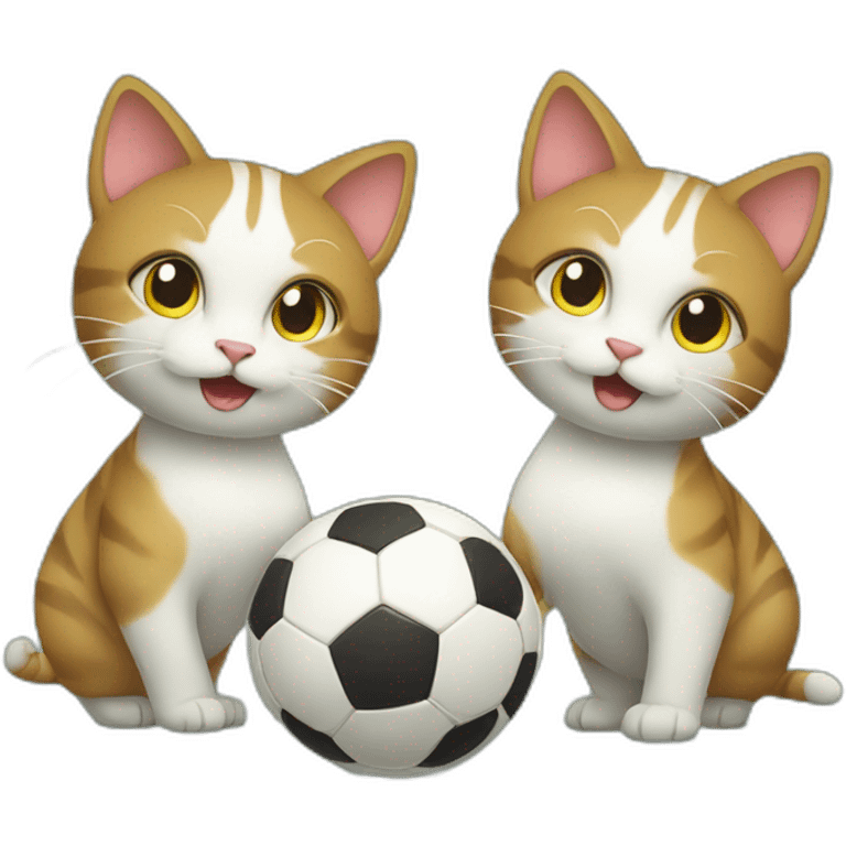 two cats playing soccer together emoji