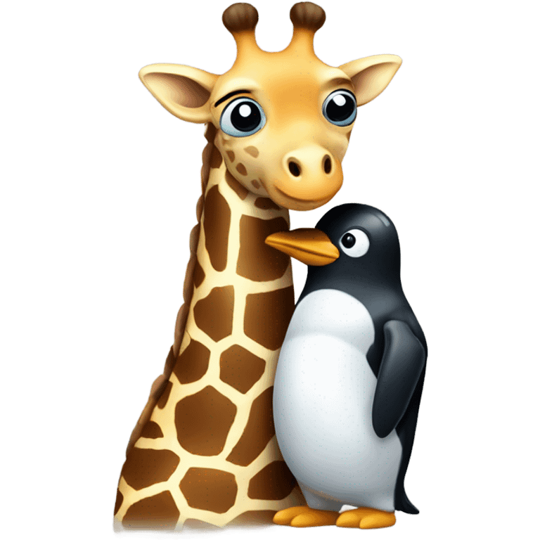 Giraffe and penguin hugging emoji