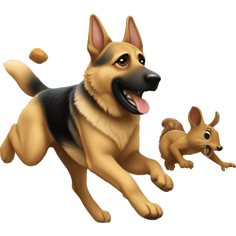 german shepherd chasing a squirrel emoji