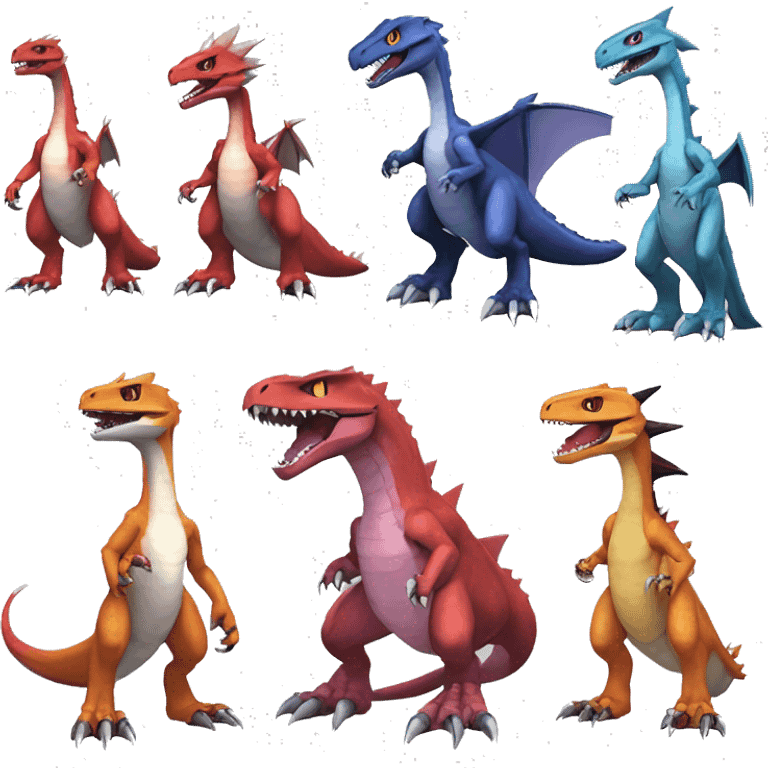  Cool Edgy Digimon-Fakemon-Guilmon-Genesect-Charizard-Velociraptor-Dragon full body emoji