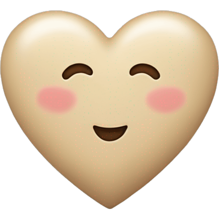 Soft Beige Heart – A heart in a gentle beige or creamy tone, symbolizing warmth and calm love with cute face . emoji