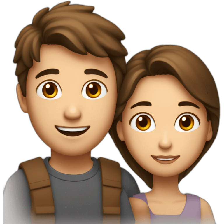 Garçon brun et fille brune en couple emoji