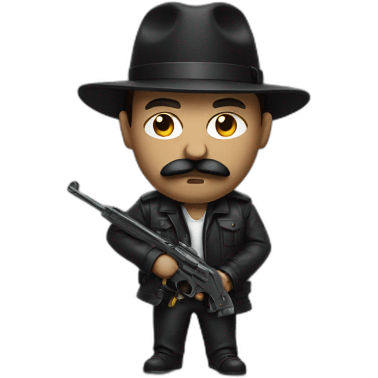 Gangster with a mustache and guns emoji