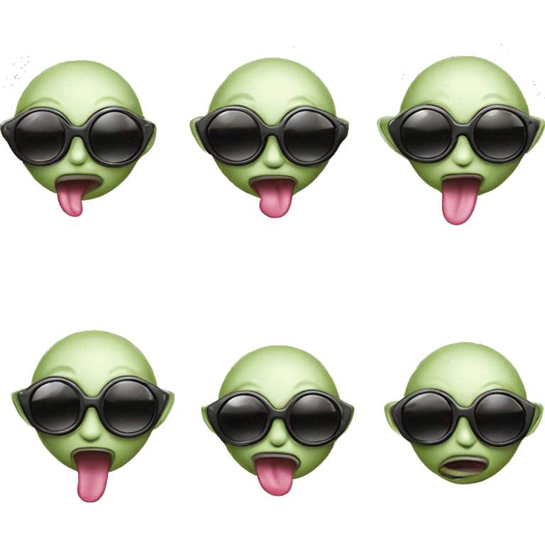 alien sticking tongue out cute round sunglasses emoji