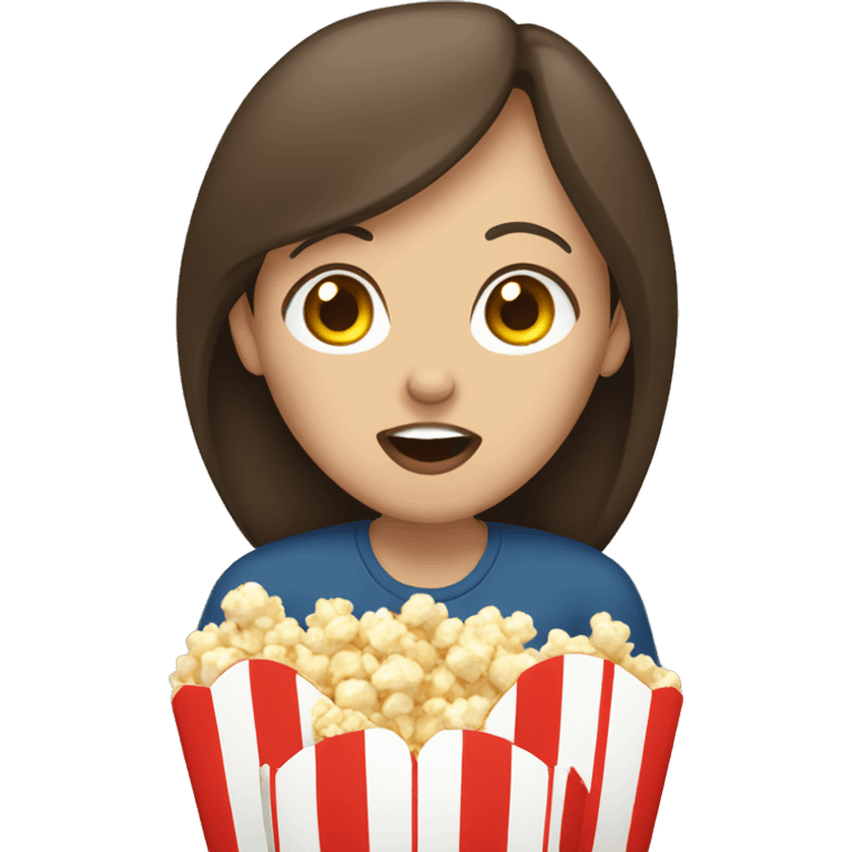 White brunette woman putting popcorn in her mouth emoji