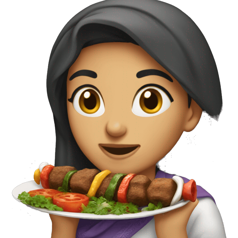 Persian girl eating kabob koobideh emoji