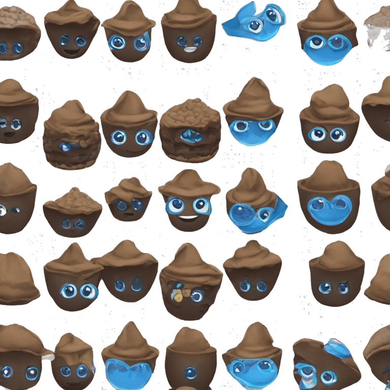 Brigadeiro com olhos e chapéu azul da cabeça  emoji