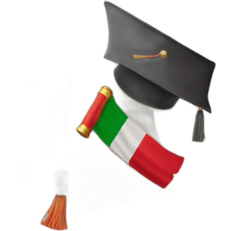 Graduation hat and italian diplome with italian flag emoji