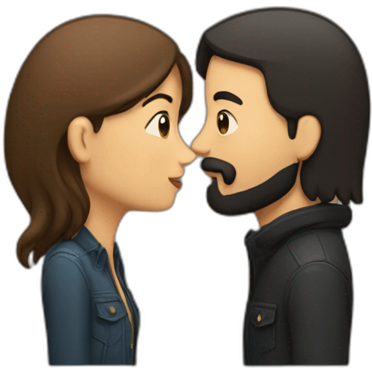 man-with-black-hair-and-beard-kissing-with-shorter-long-brown-hair-woman emoji