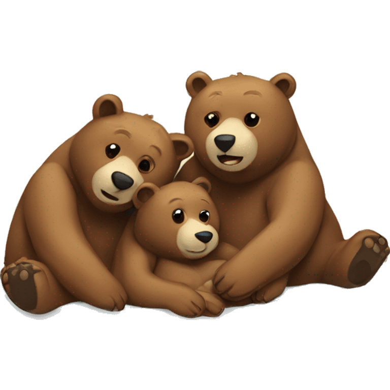 bear family cuddling emoji