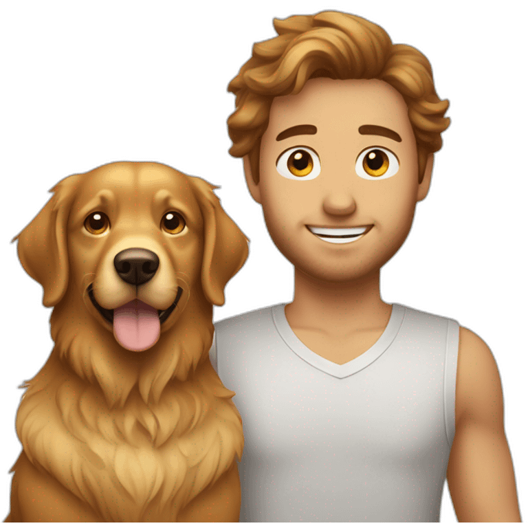 brown haired guy with golden retriever emoji