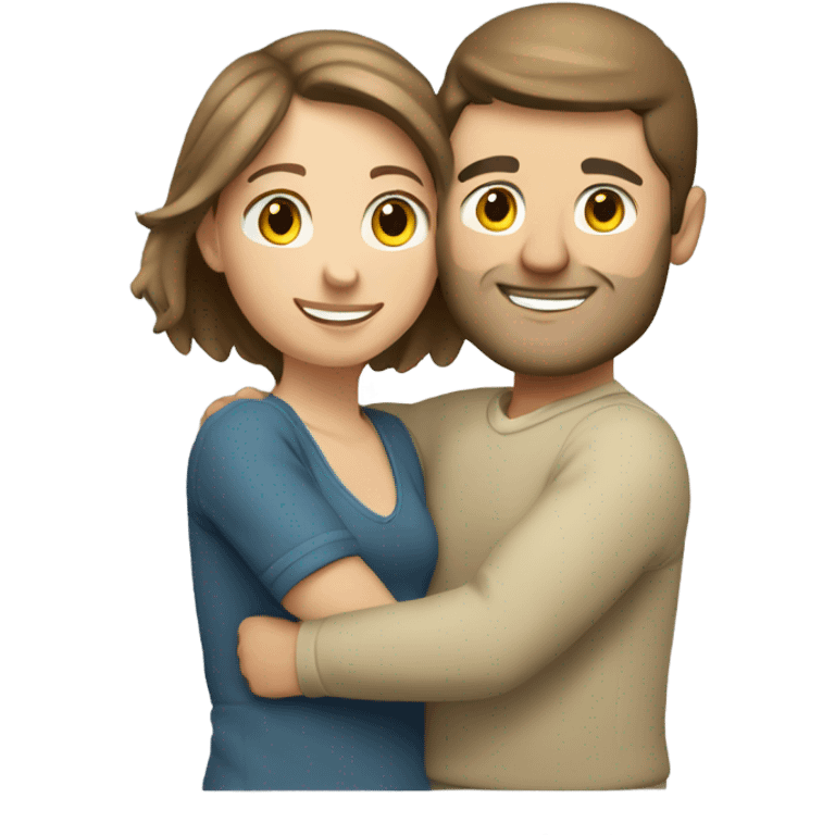 light brunette caucasian couple hugging  emoji