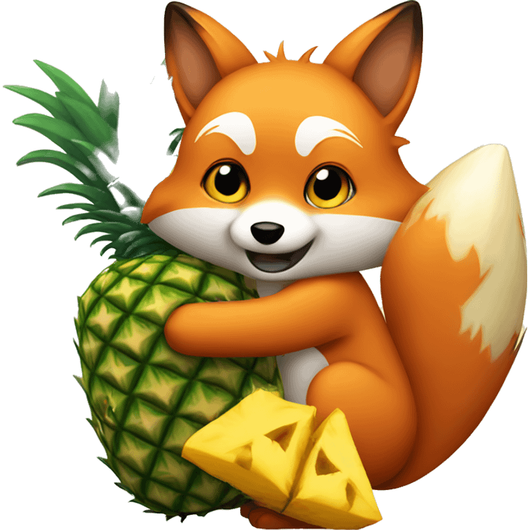 Fox hugging a pineapple emoji