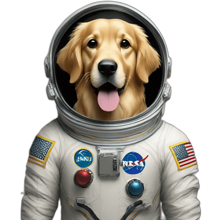 Golden retriever in a space suit emoji