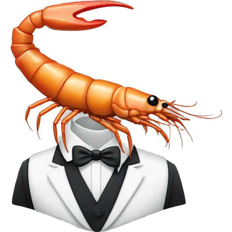 Prawn wearing a tuxedo  emoji