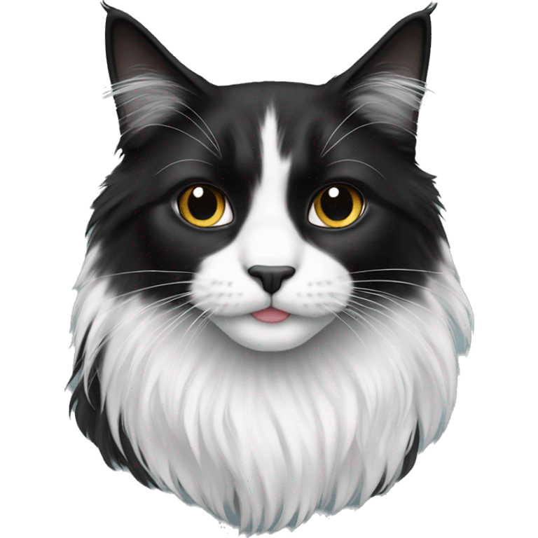 Black and white long haired cat emoji