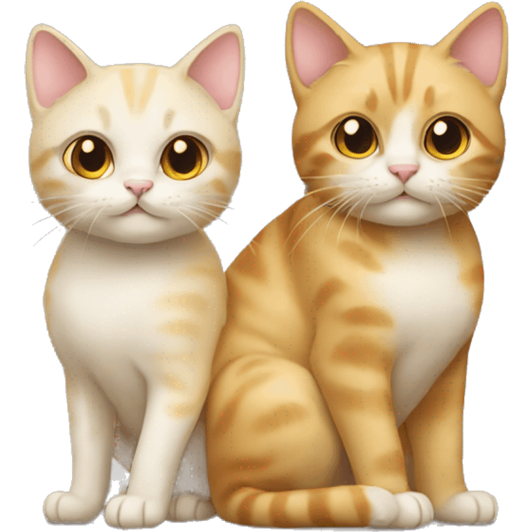 Two cats, one is golden, one is creamy emoji