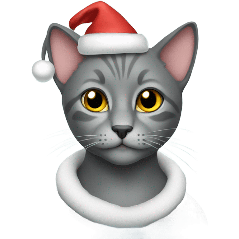 Grey cat Christmas  emoji