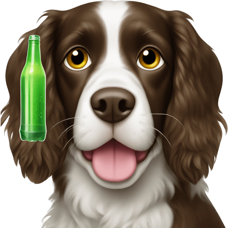 Springer spaniel with a green drink emoji