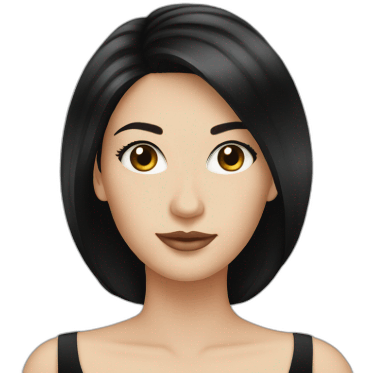 beautiful white woman black hair black cocktail dress emoji