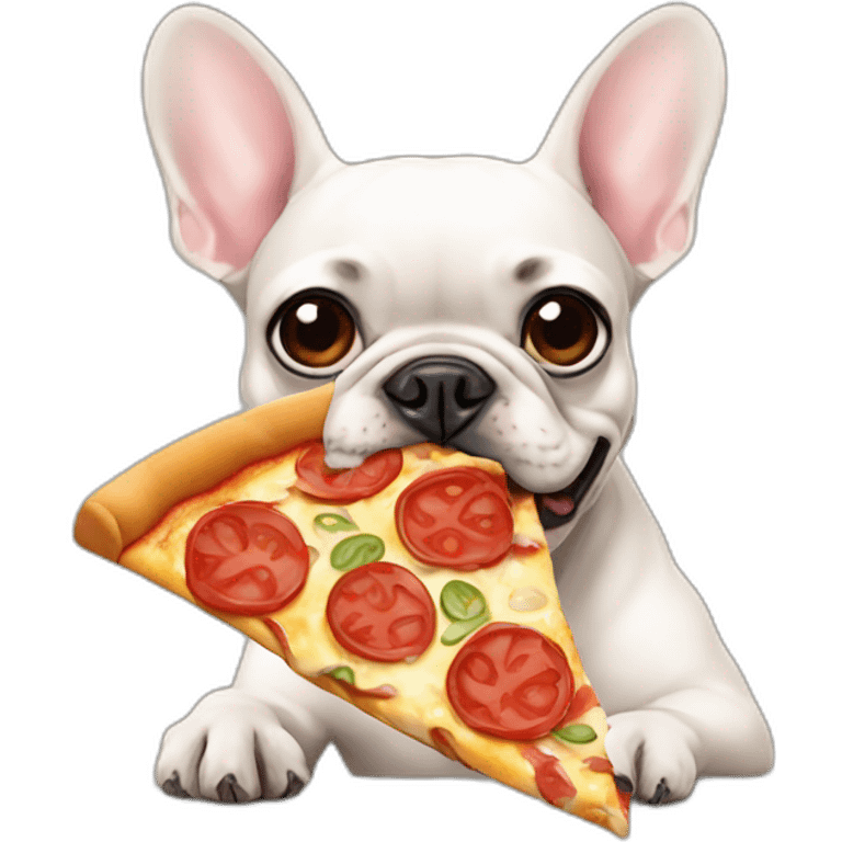 french bulldog eating pizza emoji