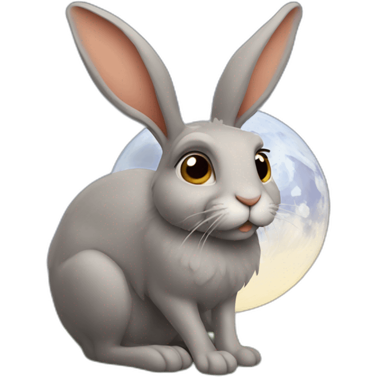 Hare moon gazing emoji