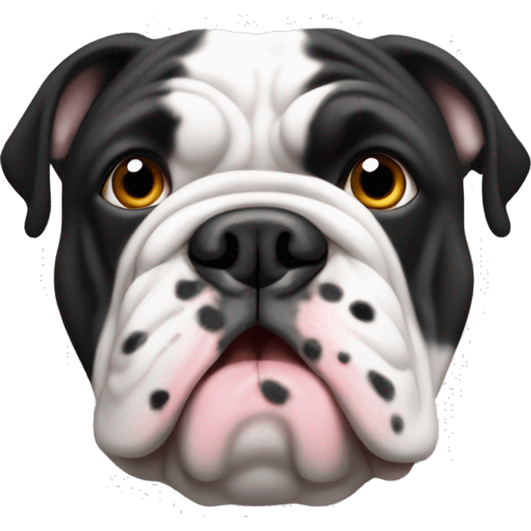 White and black English bulldog with spots emoji