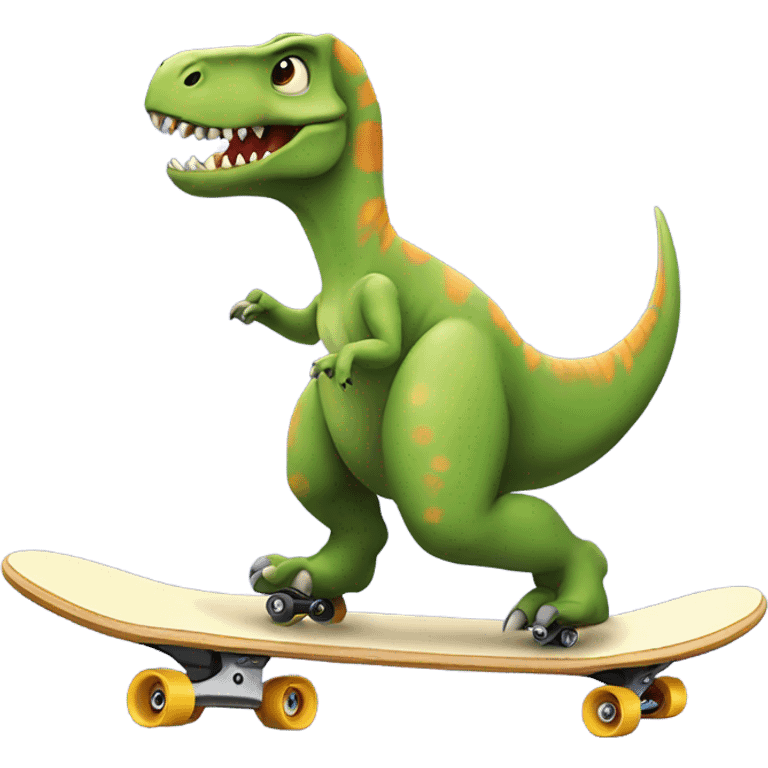 Dinosaur on a skateboard emoji