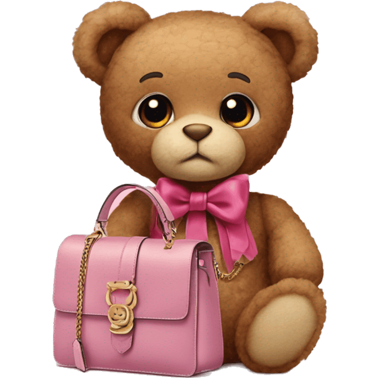 pink bow teddy bear solo with gucci bag emoji